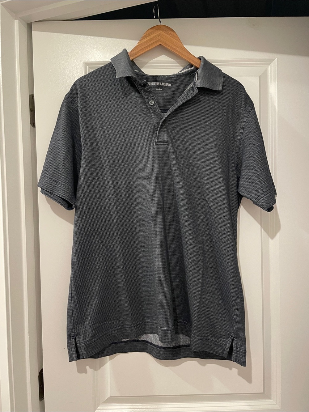 Johnston & Murphy Men's Short-Sleeve Polo - Charcoal Gray navy large
